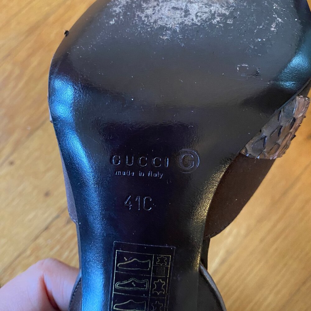 Vintage Gucci Python Satin Pumps Python Heels Siz… - image 7
